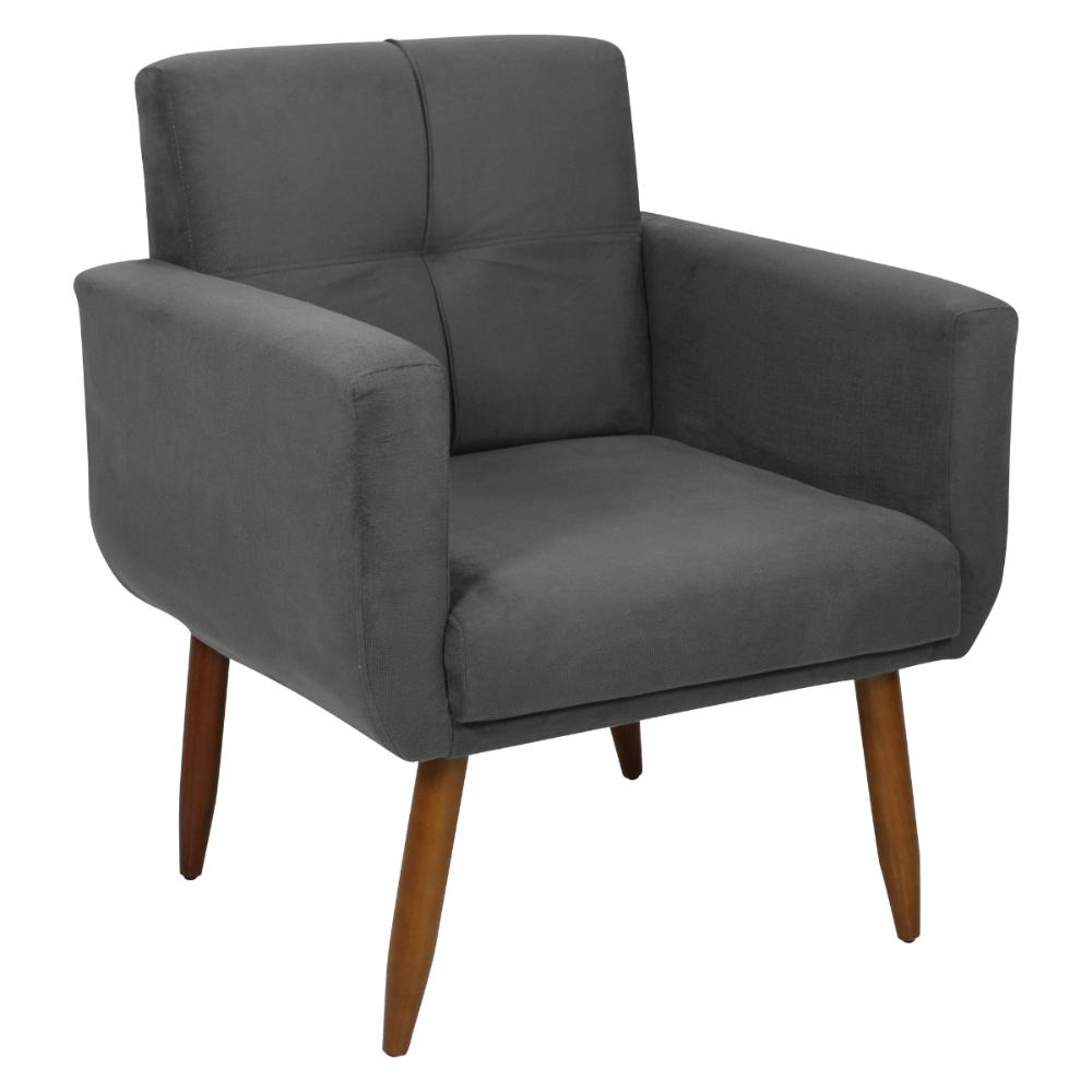 Poltrona Decorativa para Sala Lages Suede Cinza