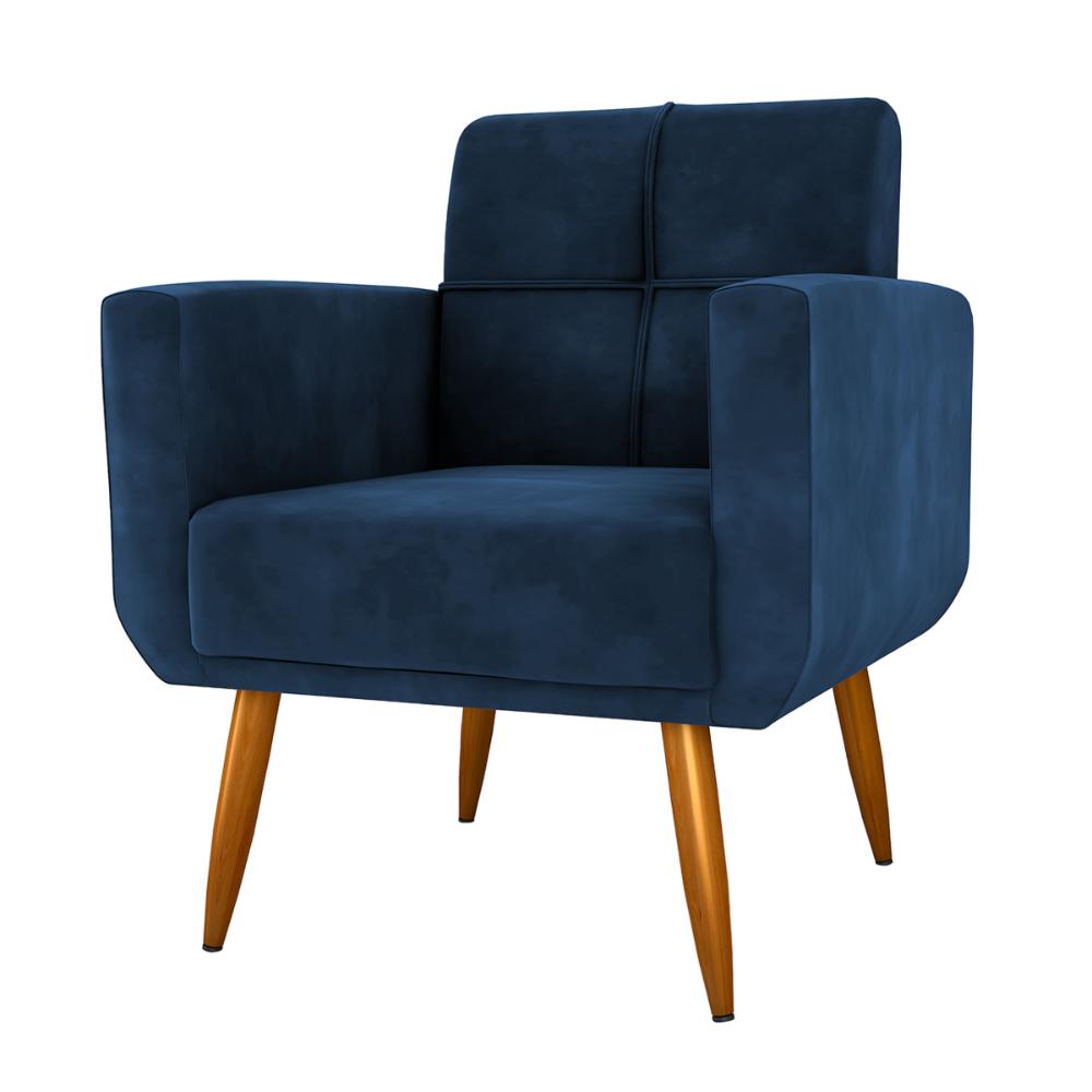 Poltrona Decorativa para Sala Lages Veludo Azul