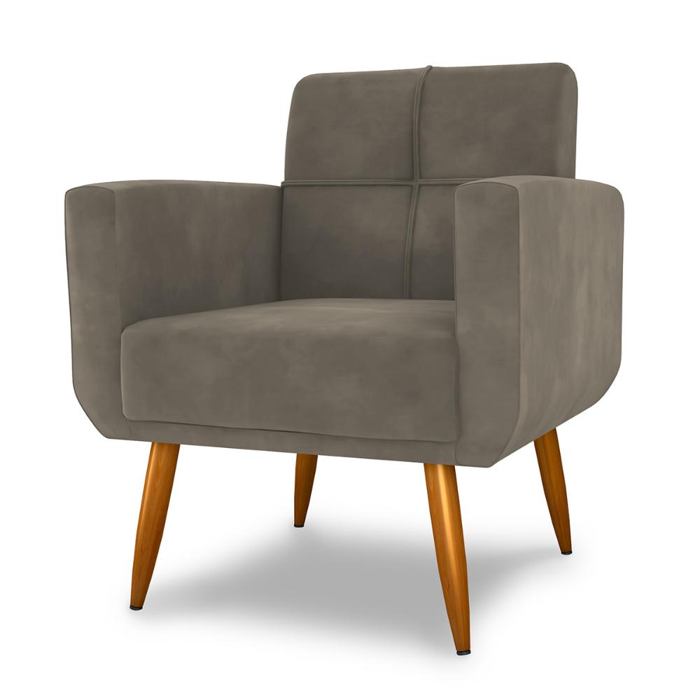 Poltrona Decorativa para Sala Lages Veludo Cappuccino