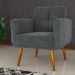 Poltrona Decorativa para Sala Lages Veludo Cinza