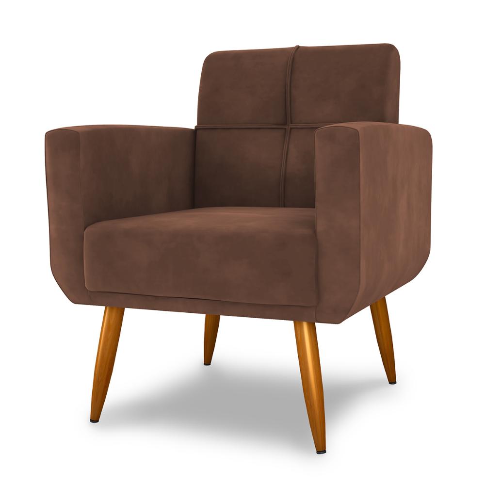Poltrona Decorativa para Sala Lages Veludo Ferrugem