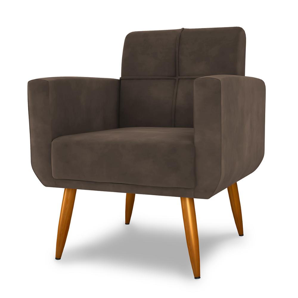 Poltrona Decorativa para Sala Lages Veludo Marrom
