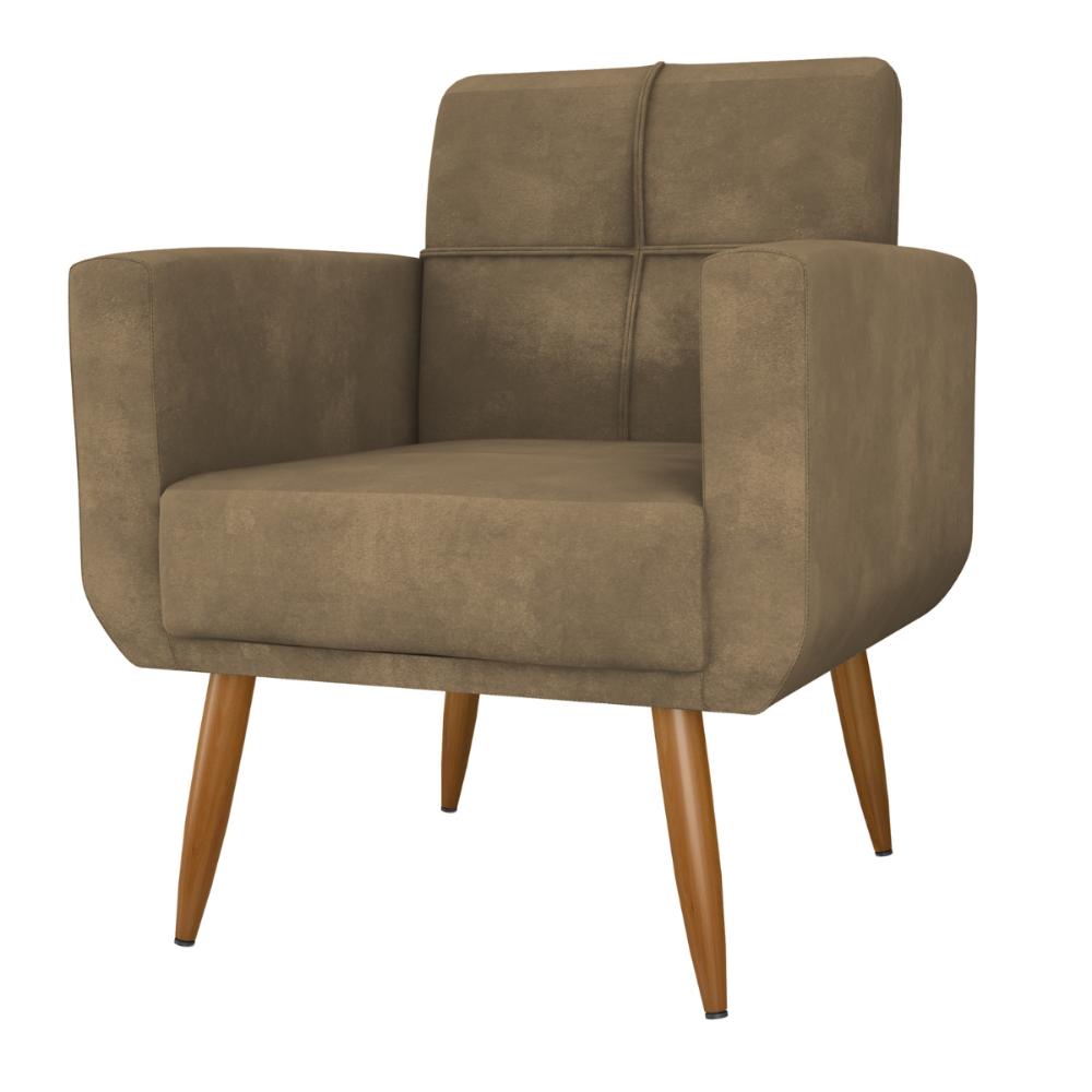 Poltrona Decorativa para Sala Lages Veludo Turkey Cappuccino