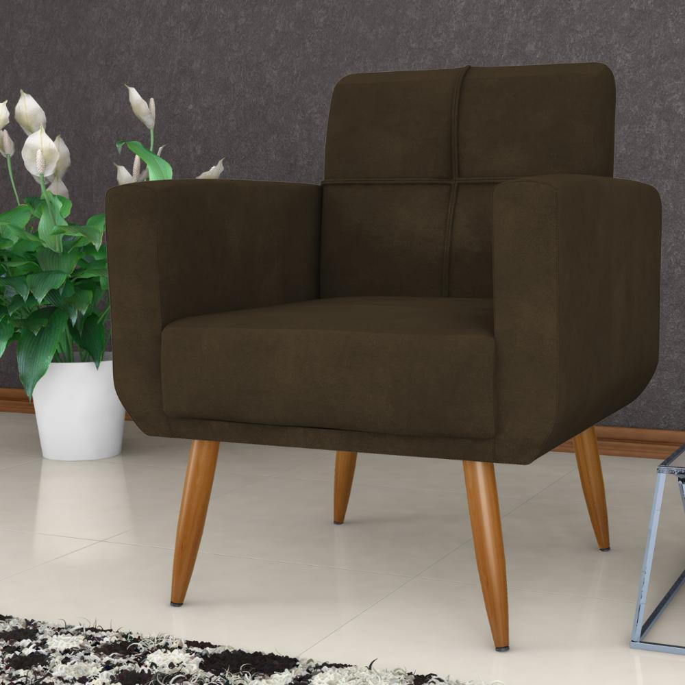Poltrona Decorativa para Sala Lages Veludo Turkey Marrom