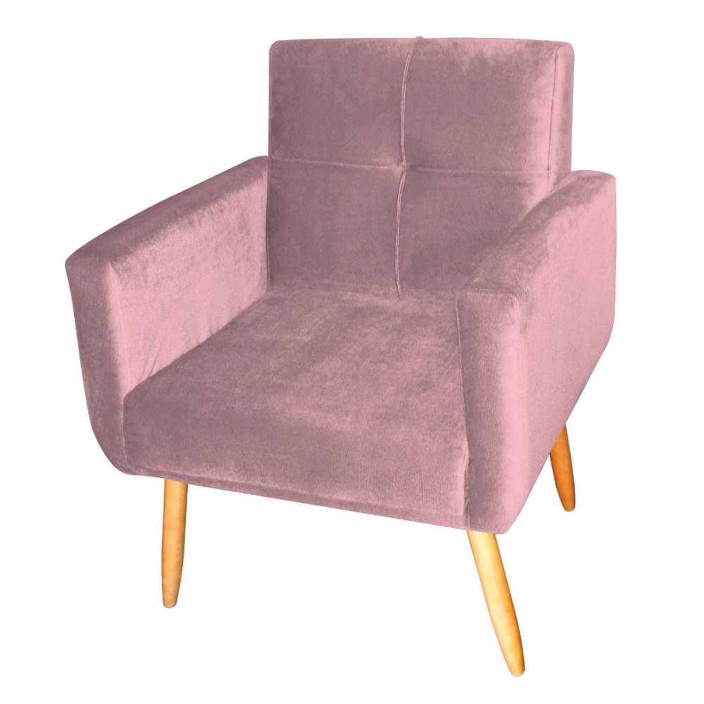 Poltrona Decorativa para Sala Lages Veludo Turkey Rosa