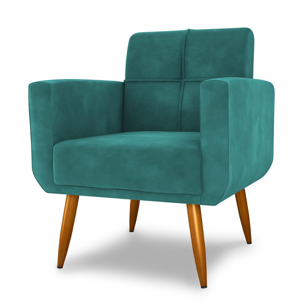 Poltrona Decorativa para Sala Lages Veludo Verde Menta