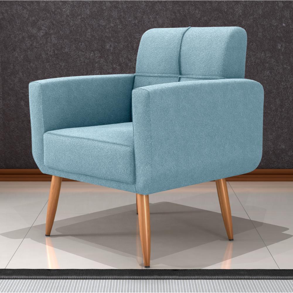 Poltrona Decorativa para Sala Lilian Boucle Azul