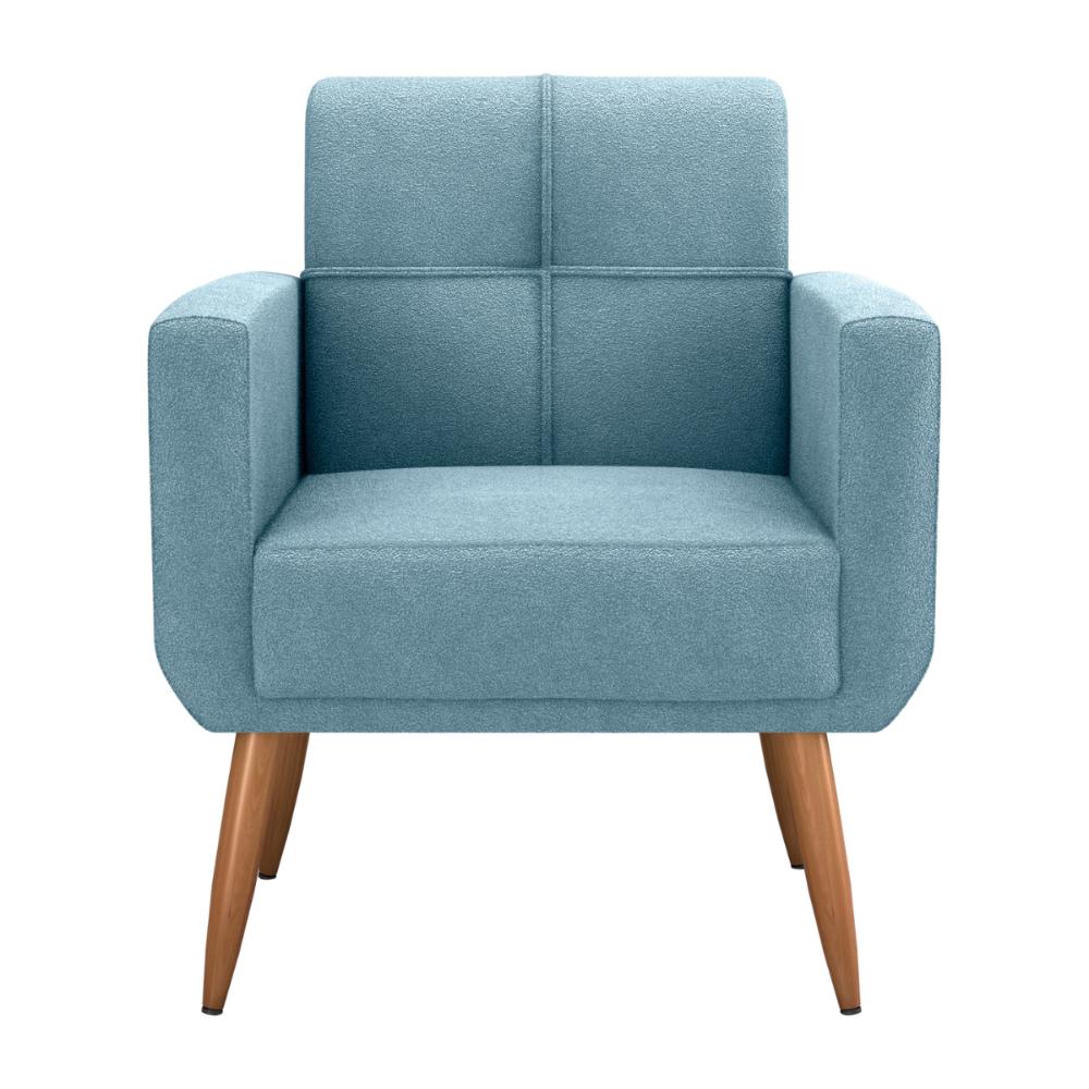 Poltrona Decorativa para Sala Lilian Boucle Azul
