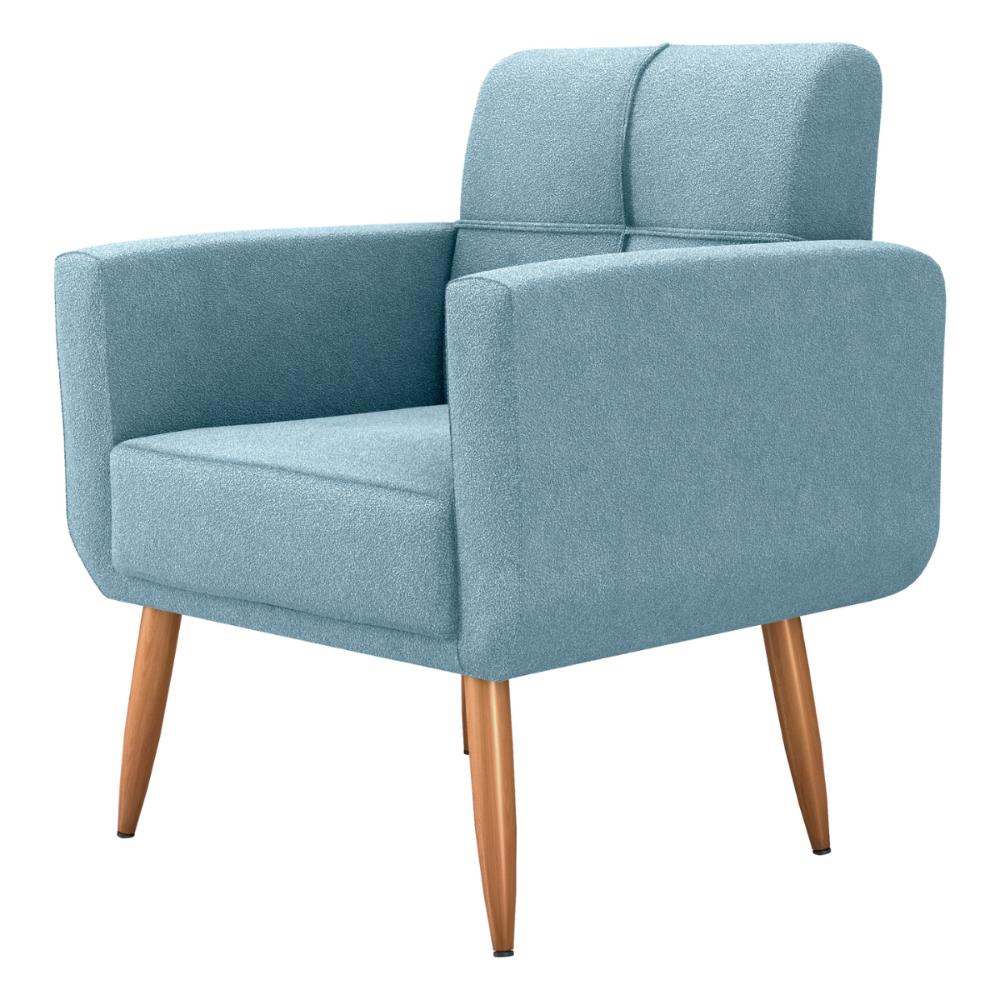 Poltrona Decorativa para Sala Lilian Boucle Azul