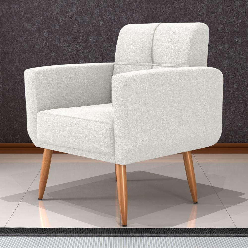 Poltrona Decorativa para Sala Lilian Boucle Bege