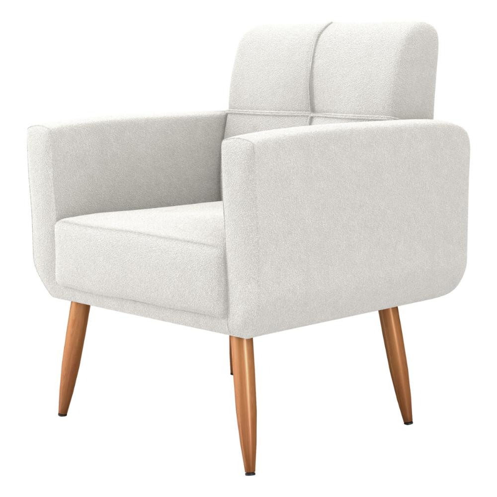Poltrona Decorativa para Sala Lilian Boucle Bege