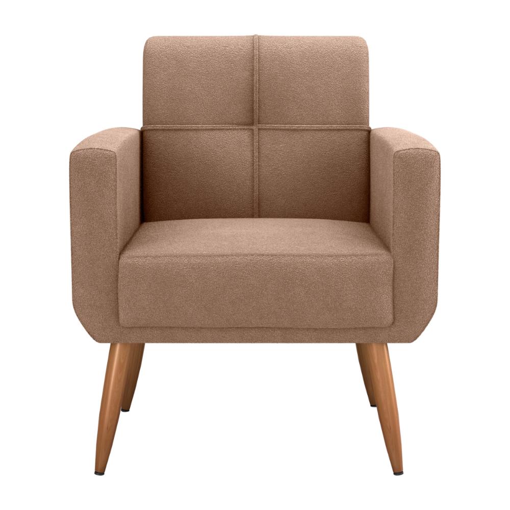 Poltrona Decorativa para Sala Lilian Boucle Marrom