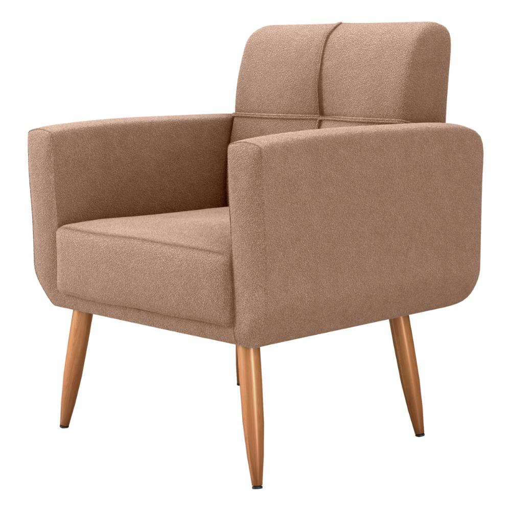 Poltrona Decorativa para Sala Lilian Boucle Marrom