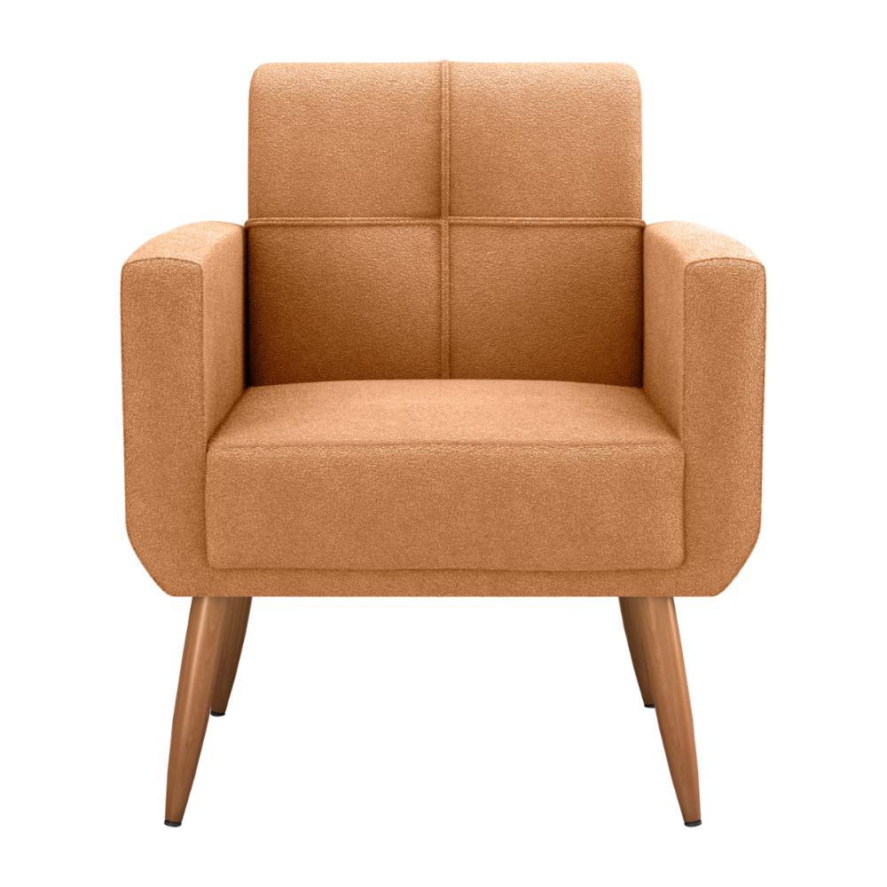 Poltrona Decorativa para Sala Lilian Boucle Mostarda