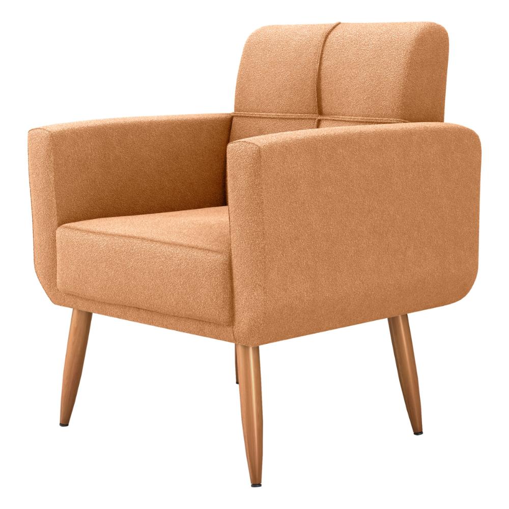 Poltrona Decorativa para Sala Lilian Boucle Mostarda