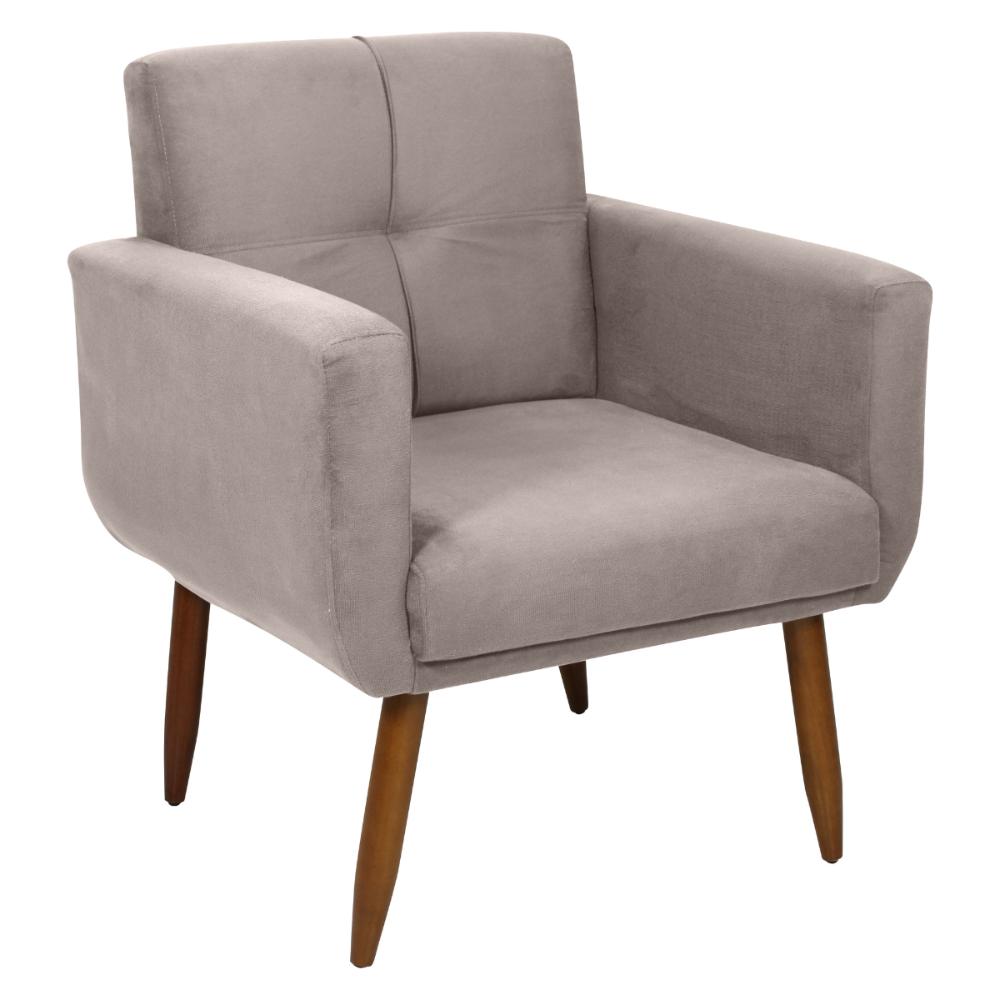Poltrona Decorativa para Sala Lilian Suede Bege