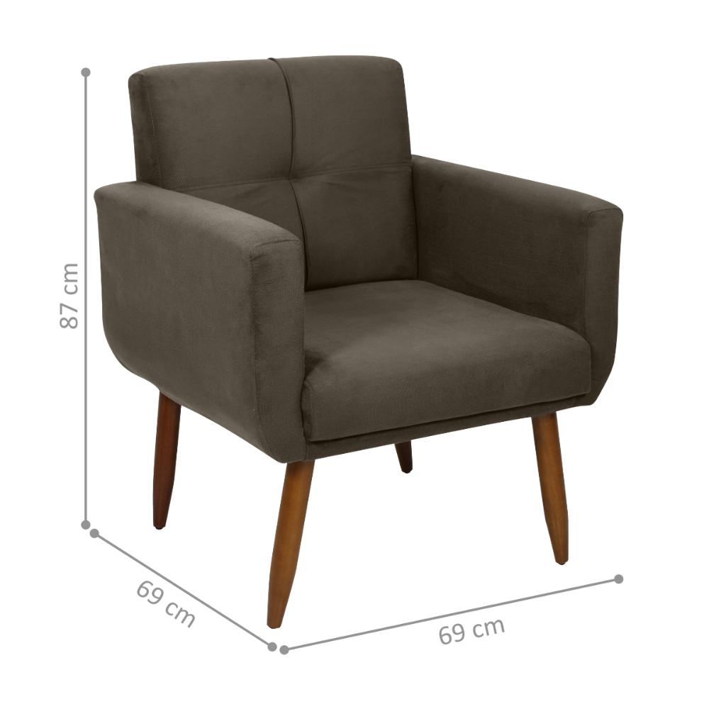 Poltrona Decorativa para Sala Lilian Suede Cappuccino