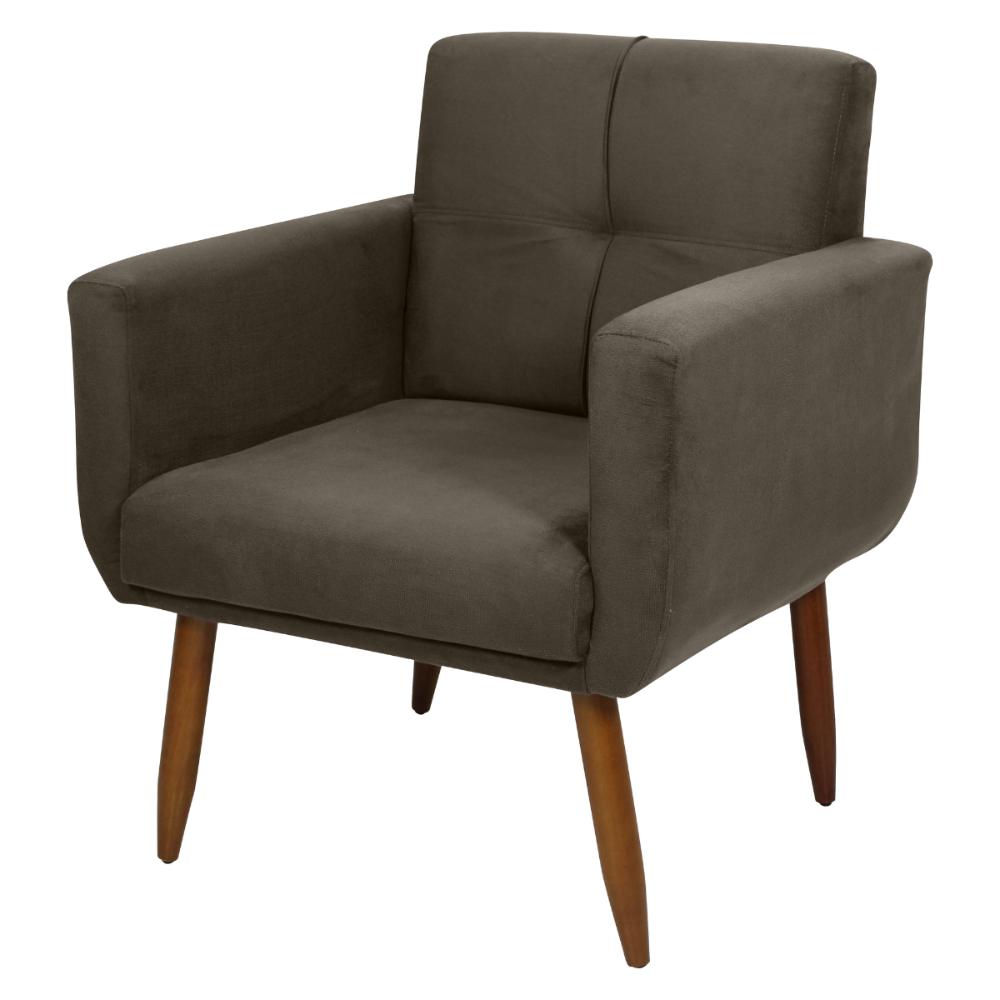 Poltrona Decorativa para Sala Lilian Suede Cappuccino