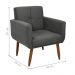 Poltrona Decorativa para Sala Lilian Suede Cinza