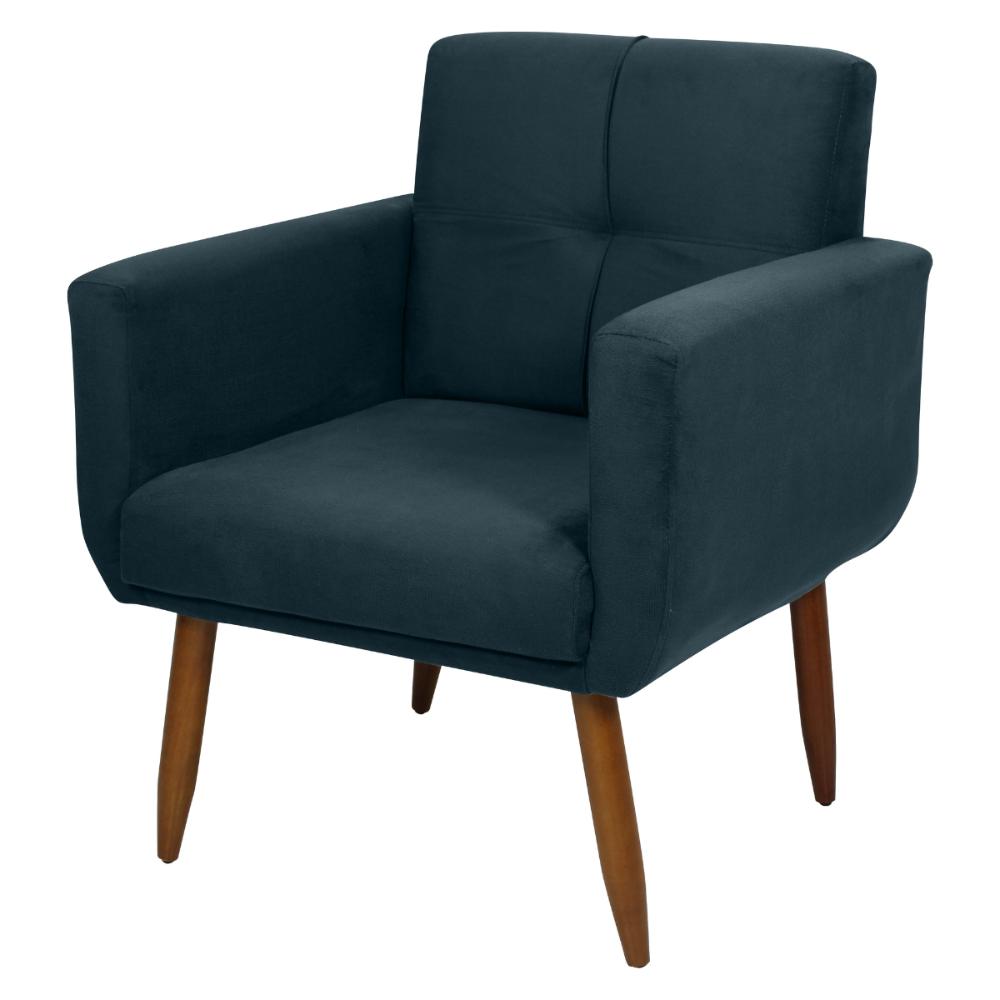 Poltrona Decorativa para Sala Lilian Suede Petróleo