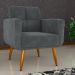 Poltrona Decorativa para Sala Lilian Veludo Cinza
