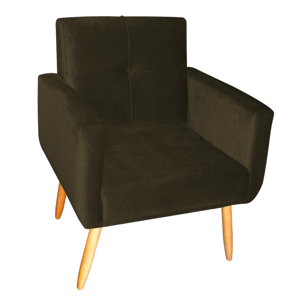 Poltrona Decorativa para Sala Lilian Veludo Turkey Marrom
