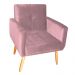 Poltrona Decorativa para Sala Lilian Veludo Turkey Rosa
