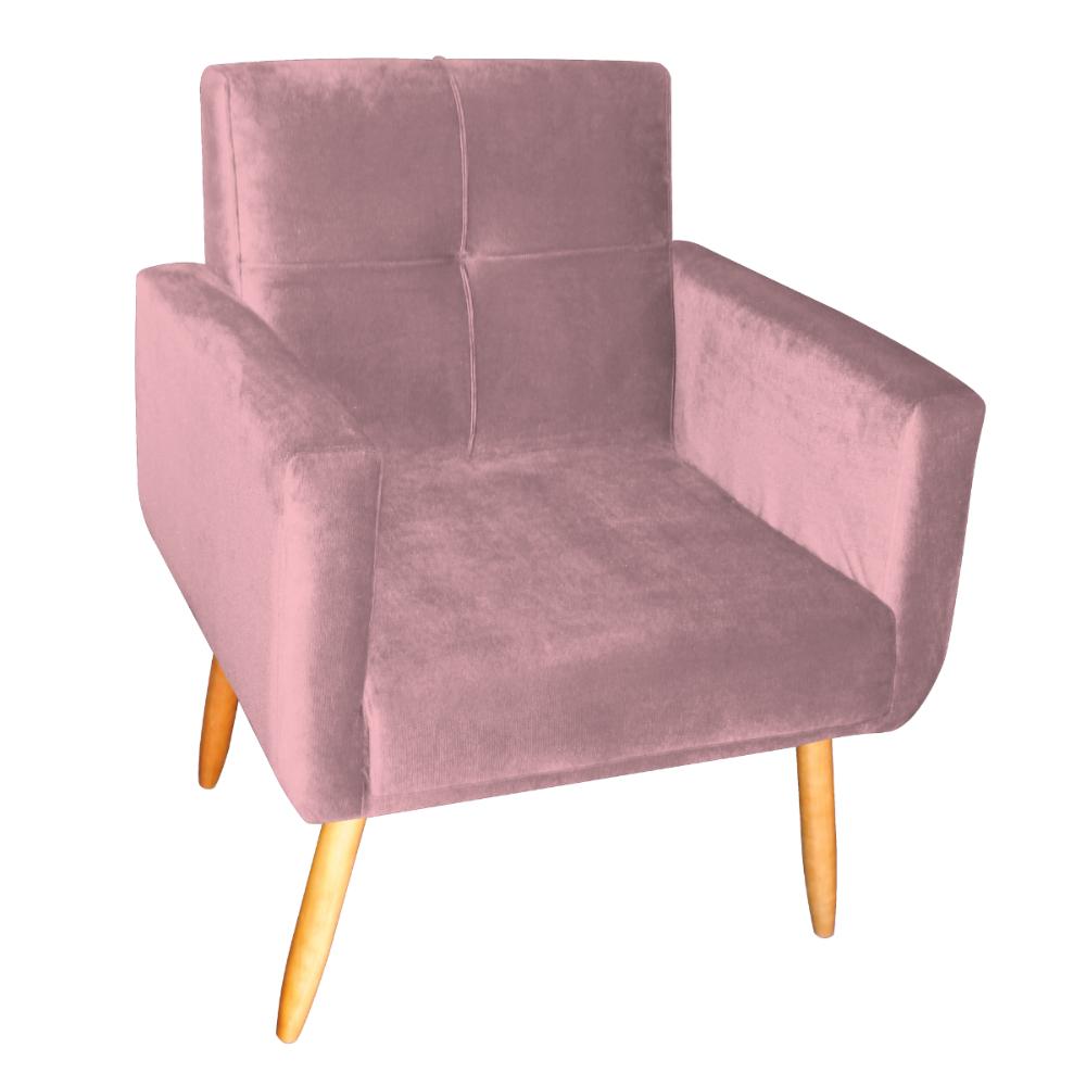 Poltrona Decorativa para Sala Lilian Veludo Turkey Rosa