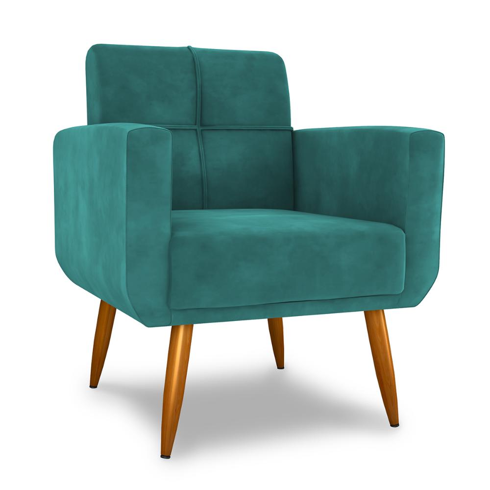 Poltrona Decorativa para Sala Lilian Veludo Verde Menta
