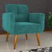 Poltrona Decorativa para Sala Lilian Veludo Verde Menta