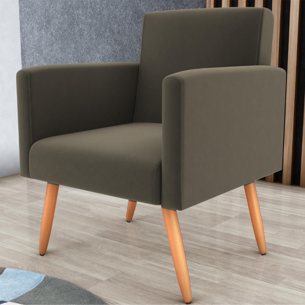 Poltrona Decorativa para Sala Luan Suede Cappuccino