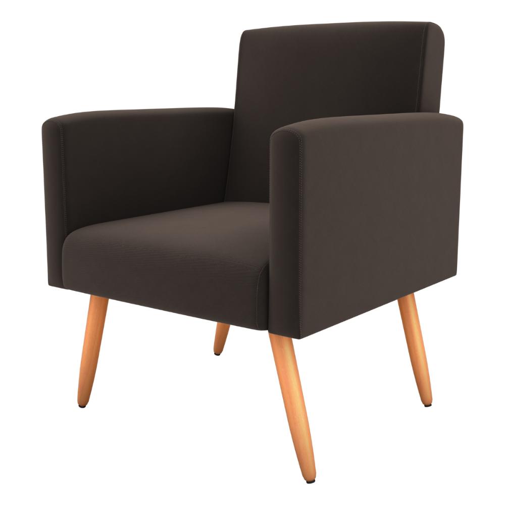 Poltrona Decorativa para Sala Luan Suede Marrom