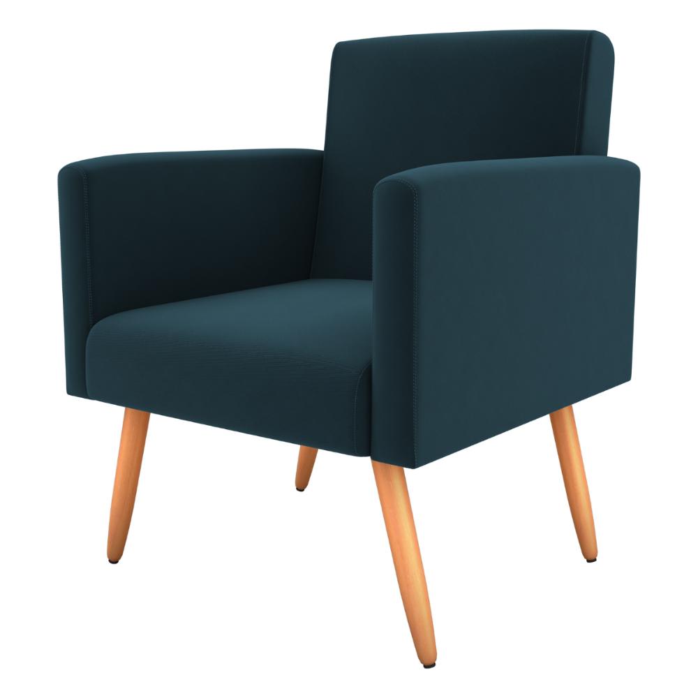 Poltrona Decorativa para Sala Luan Suede Petróleo