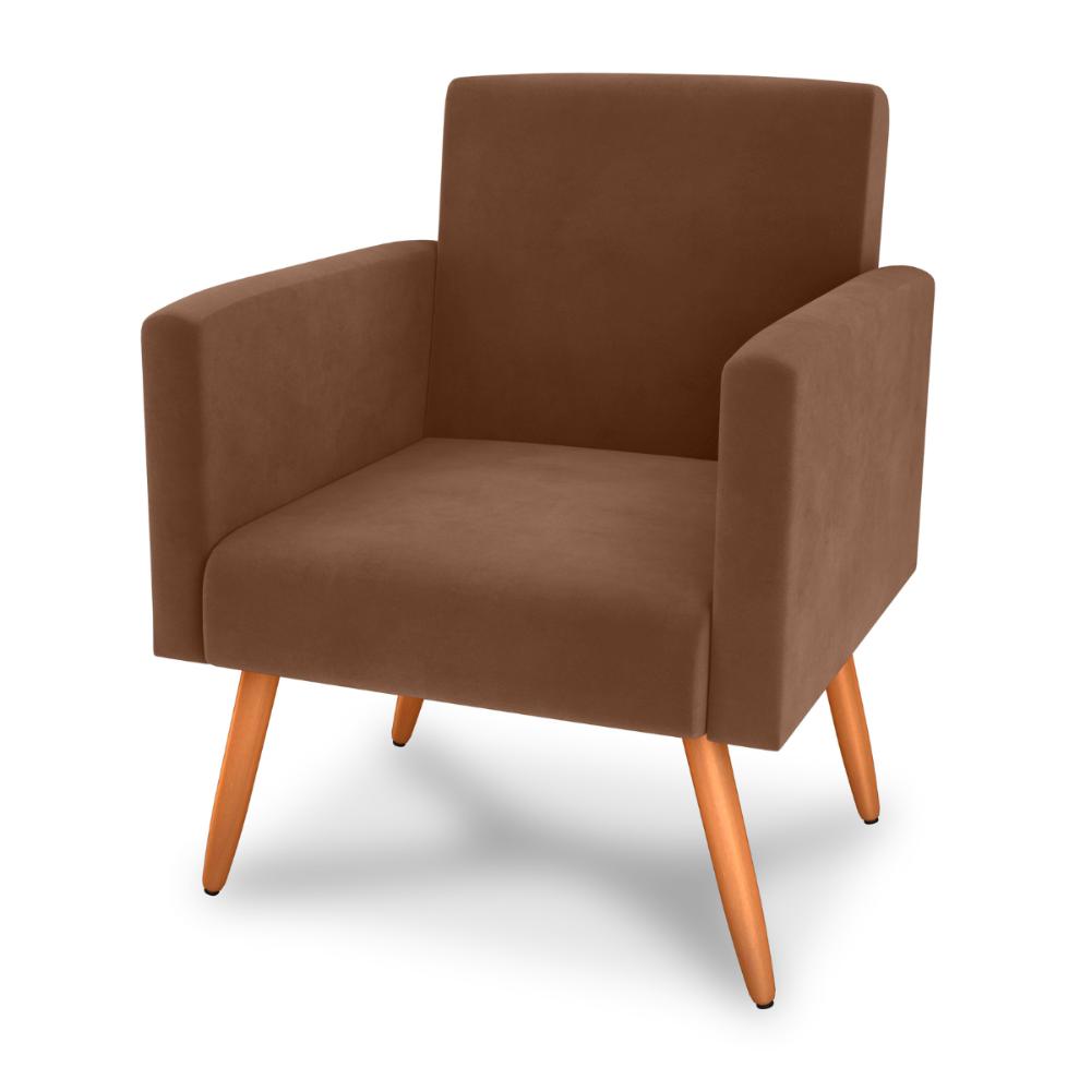 Poltrona Decorativa para Sala Luan Veludo Ferrugem