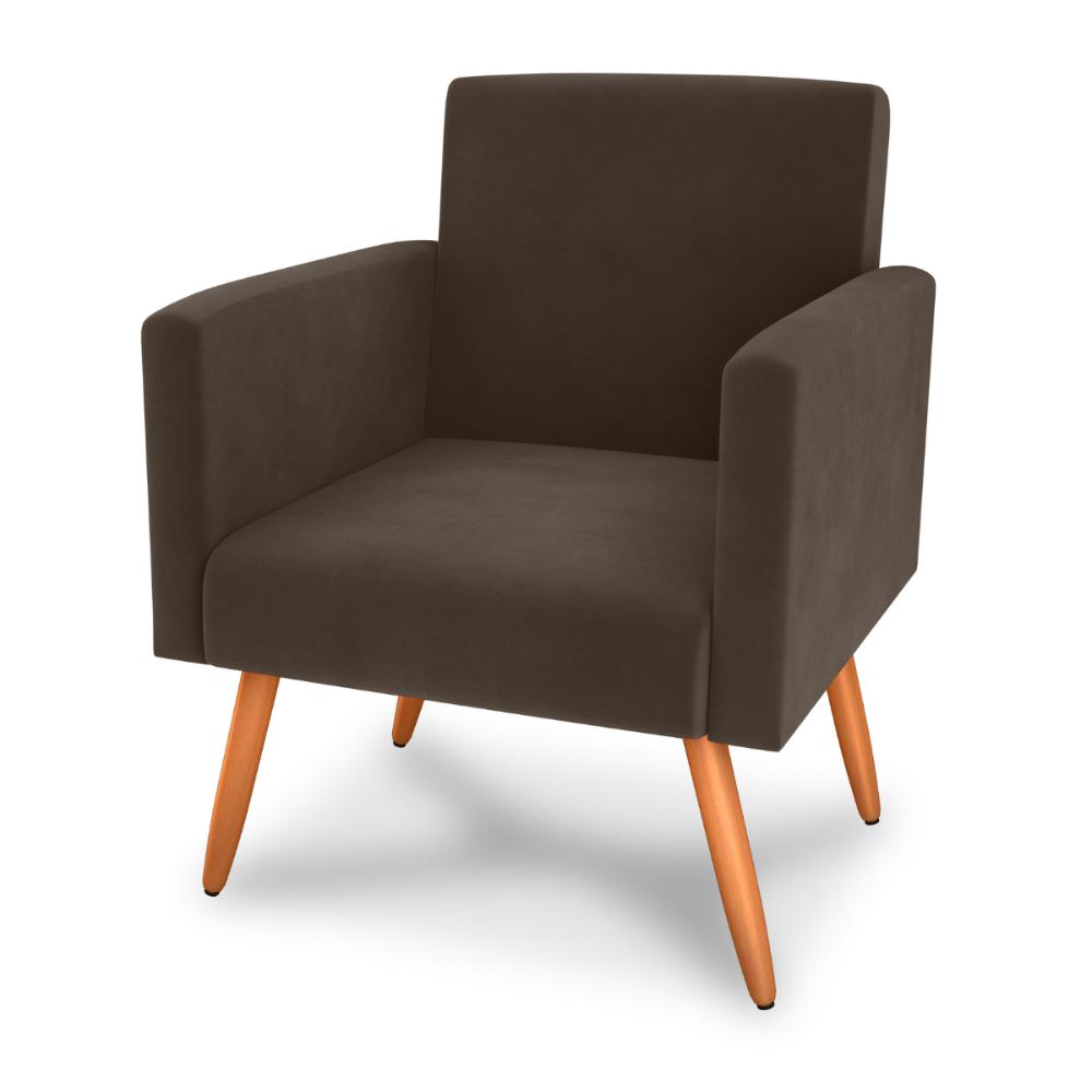 Poltrona Decorativa para Sala Luan Veludo Marrom