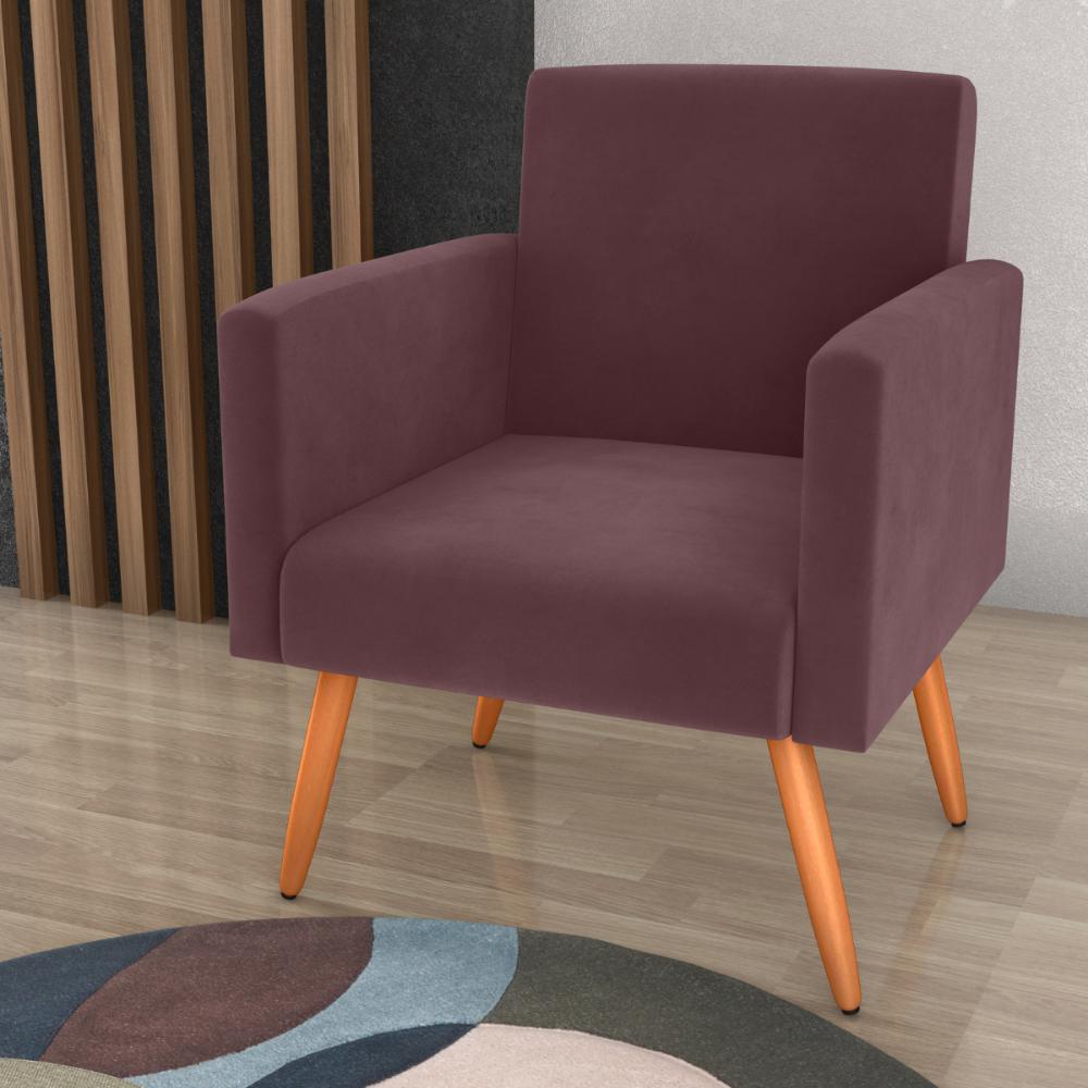 Poltrona Decorativa para Sala Luan Veludo Rosê