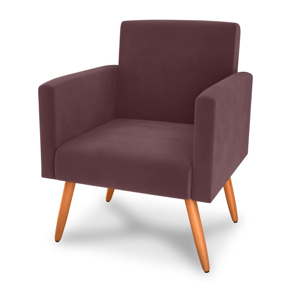 Poltrona Decorativa para Sala Luan Veludo Rosê