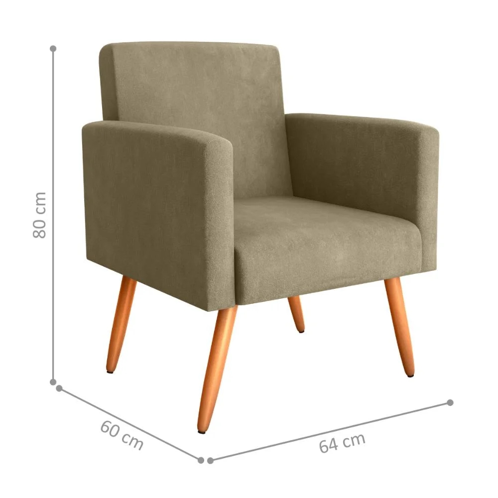 Poltrona Decorativa para Sala Luan Veludo Turkey Cappuccino