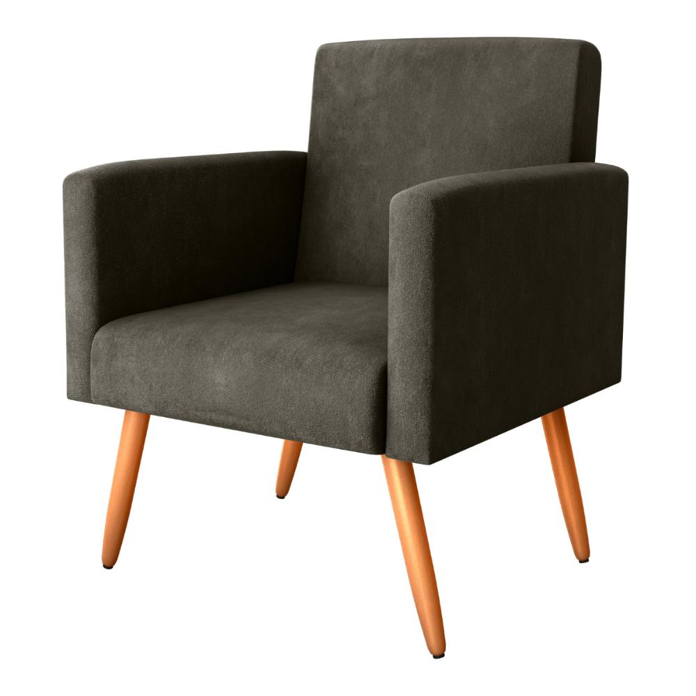 Poltrona Decorativa para Sala Luan Veludo Turkey Marrom