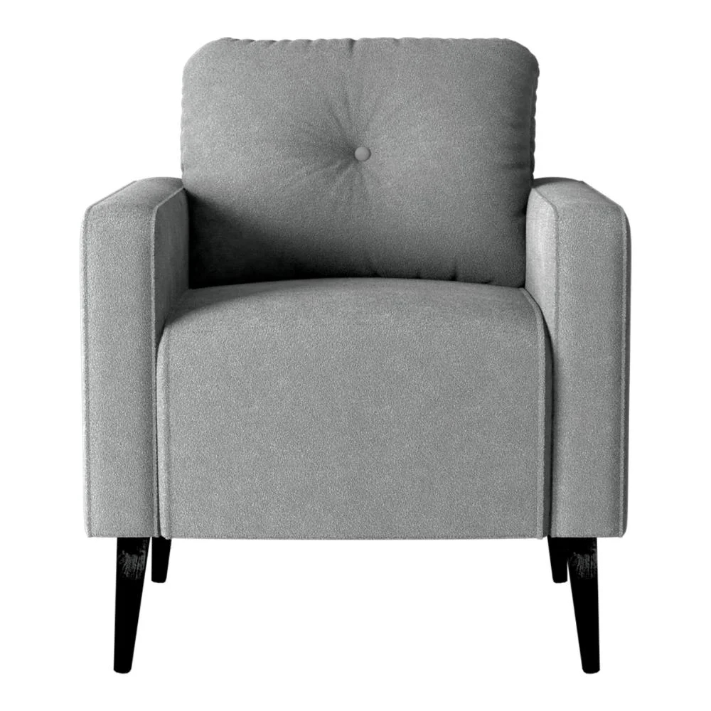 Poltrona Decorativa para Sala Luis Boucle Cinza