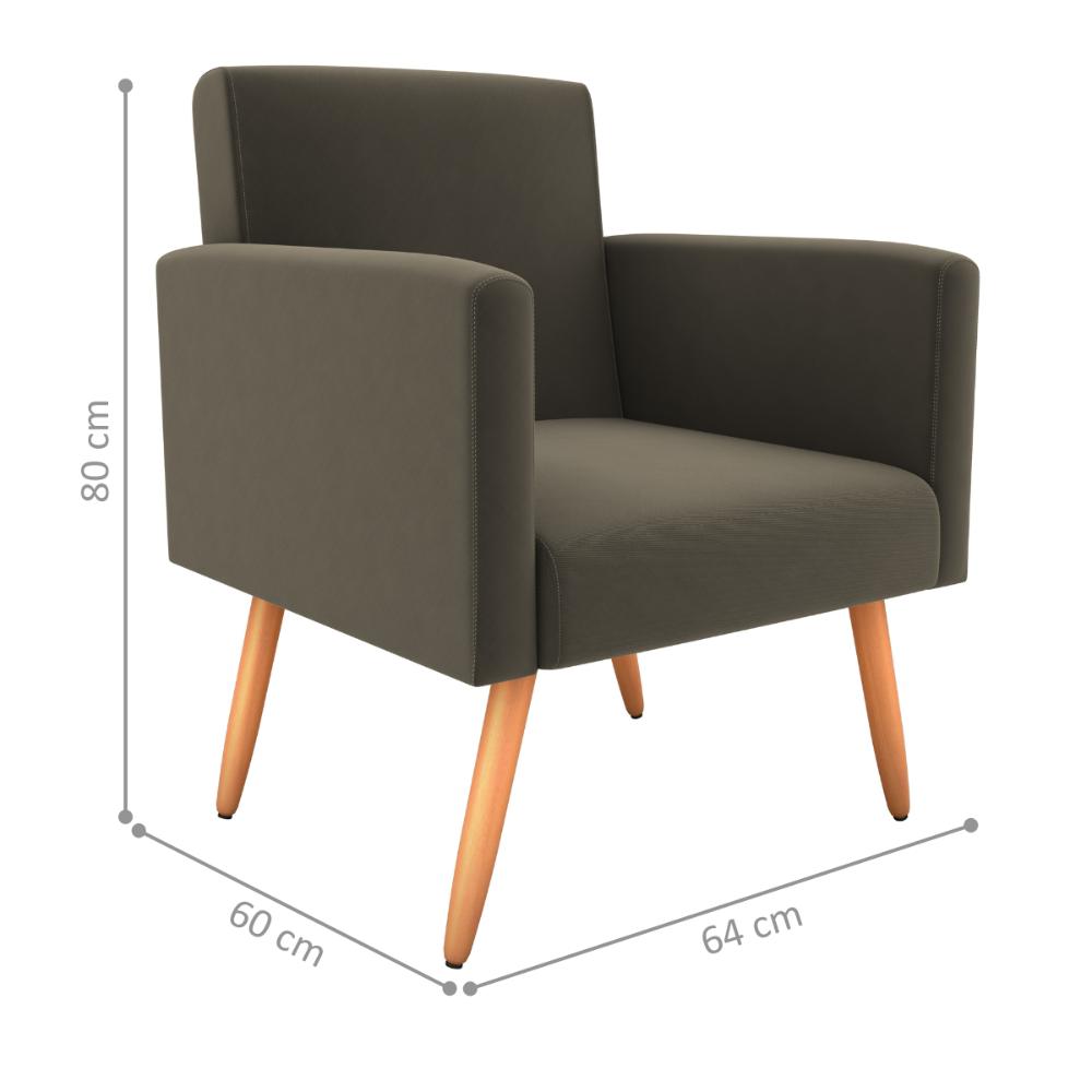 Poltrona Decorativa para Sala Pará Suede Cappuccino
