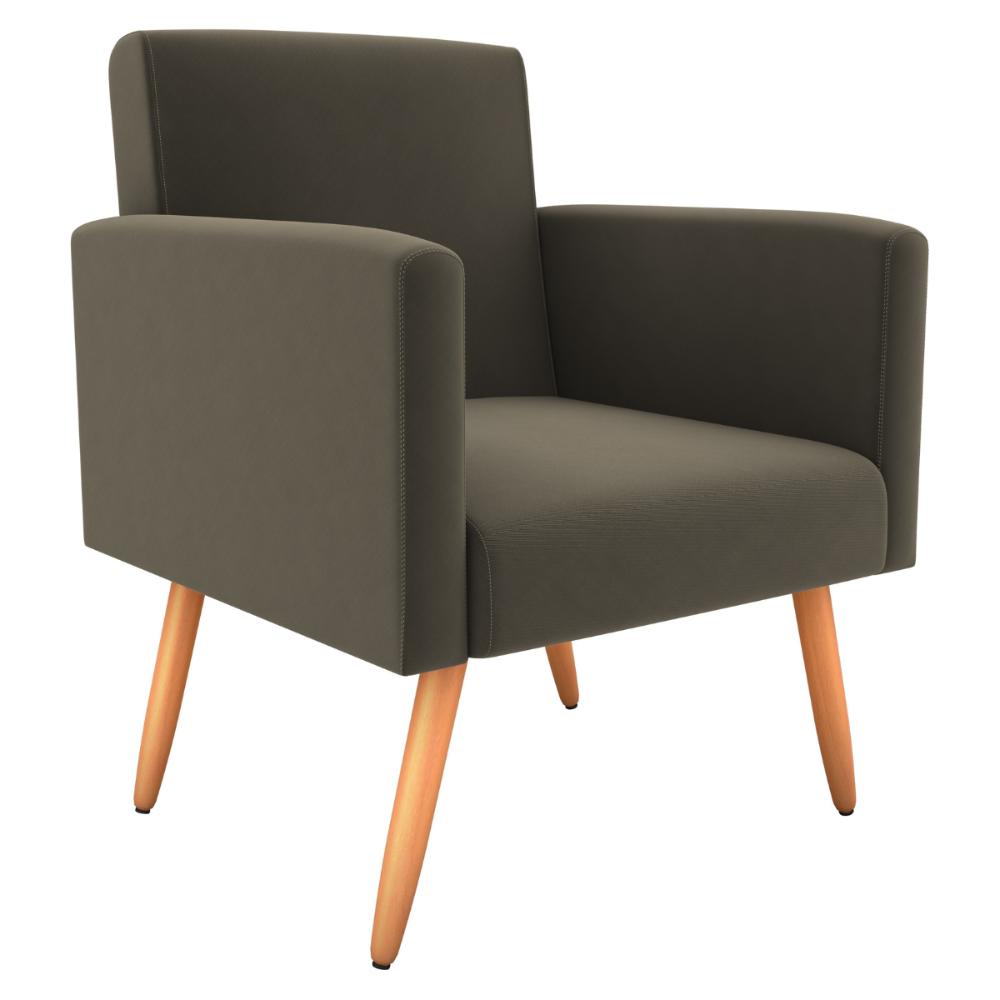 Poltrona Decorativa para Sala Pará Suede Cappuccino