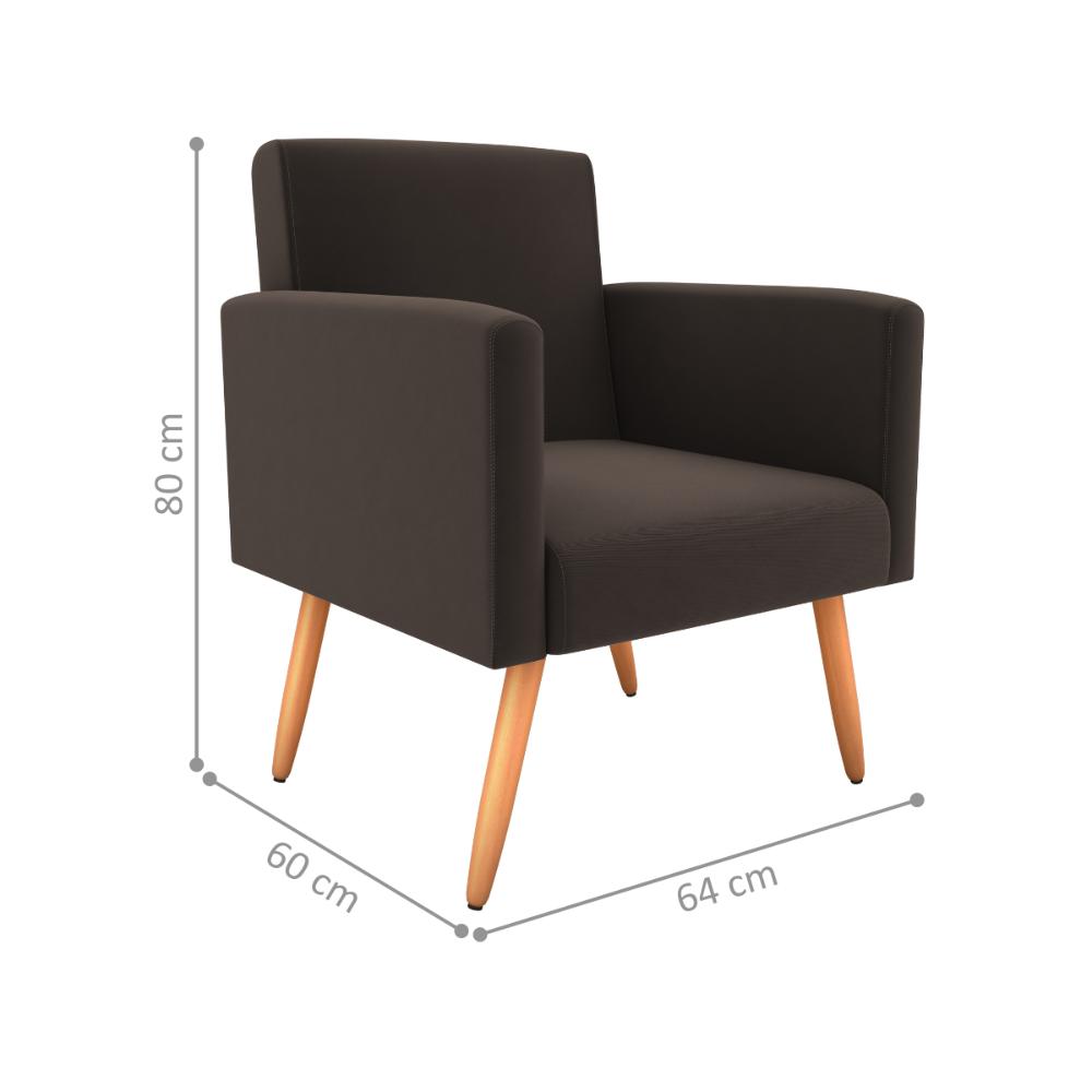 Poltrona Decorativa para Sala Pará Suede Marrom