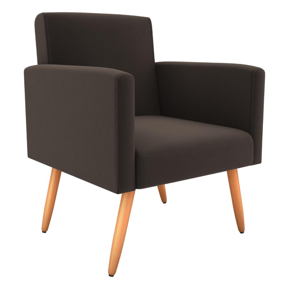 Poltrona Decorativa para Sala Pará Suede Marrom