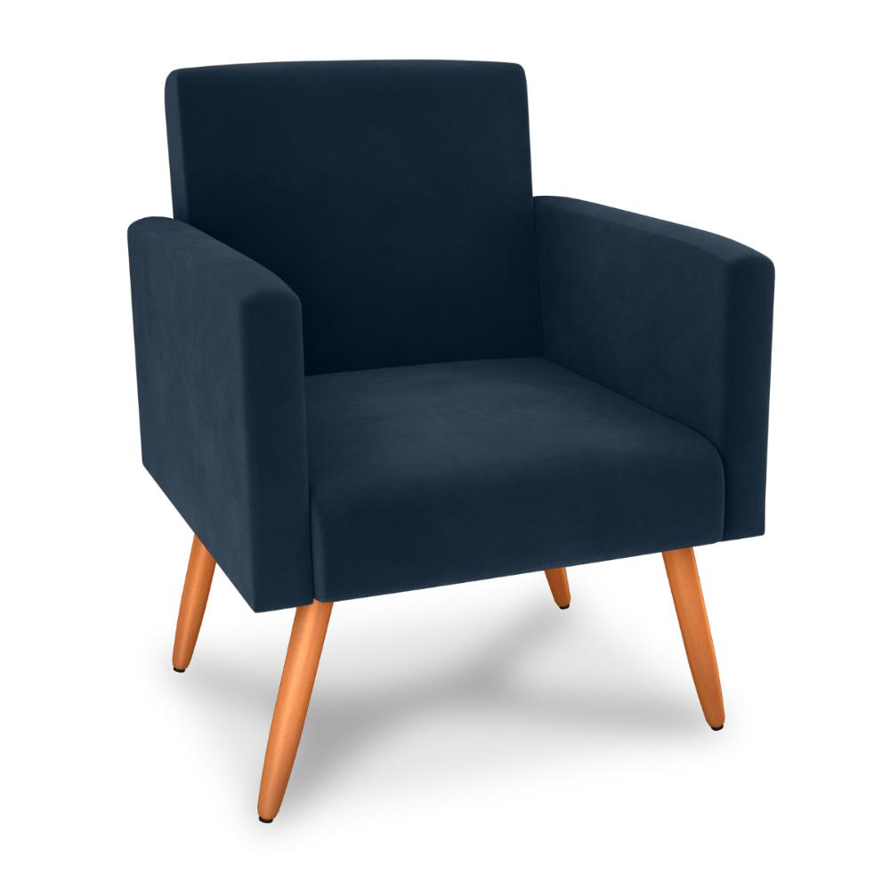 Poltrona Decorativa para Sala Pará Veludo Azul