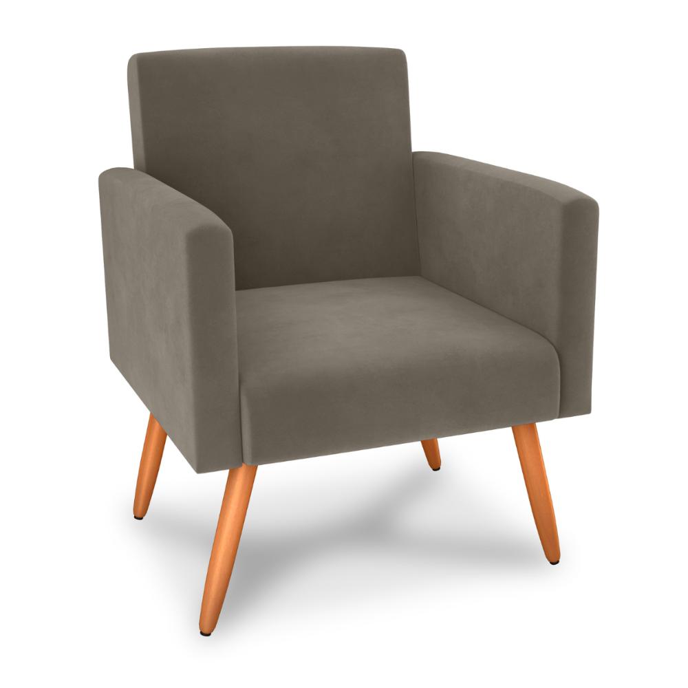 Poltrona Decorativa para Sala Pará Veludo Cappuccino