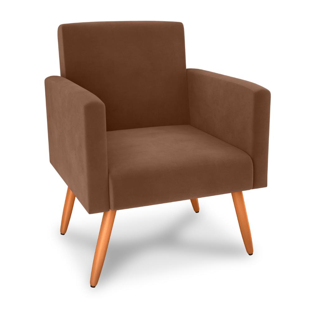 Poltrona Decorativa para Sala Pará Veludo Ferrugem