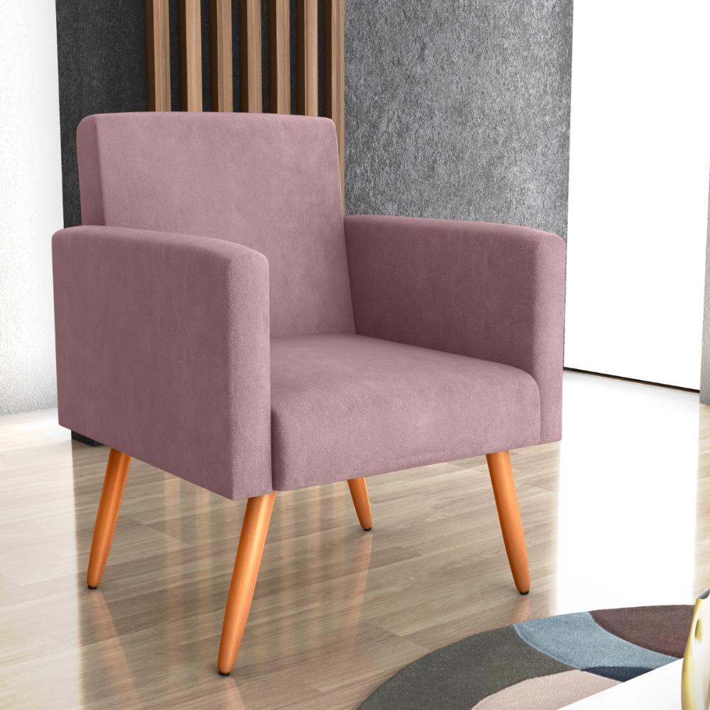 Poltrona Decorativa para Sala Pará Veludo Turkey Marsala