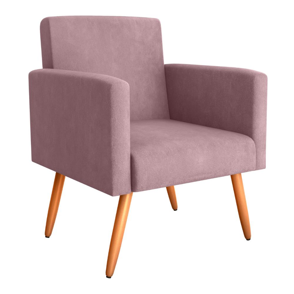 Poltrona Decorativa para Sala Pará Veludo Turkey Rosa