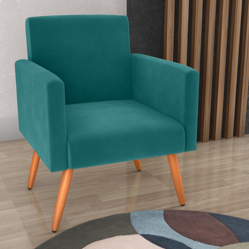 Poltrona Decorativa para Sala Pará Veludo Verde Menta